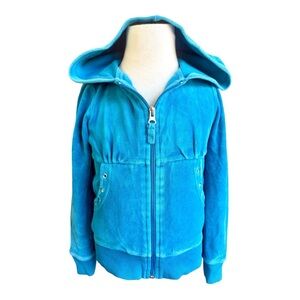 Ruby Moon Teal Blue Velour Cotton Blend Sweatshirt Hoodie Long Sleeve 5Y